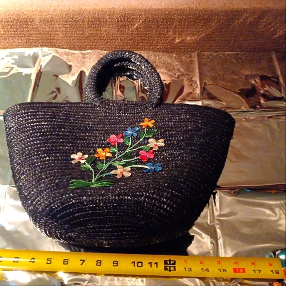 vintage floral straw bag - Picture 6 of 6